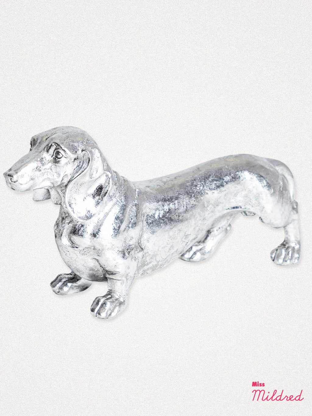 Dotty Dachshund Dog Figure - Antique Silver