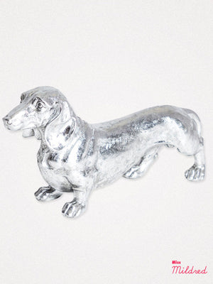 Dotty Dachshund Dog Figure - Antique Silver