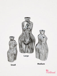 Female Torso Ceramic Vase Silver - Medium