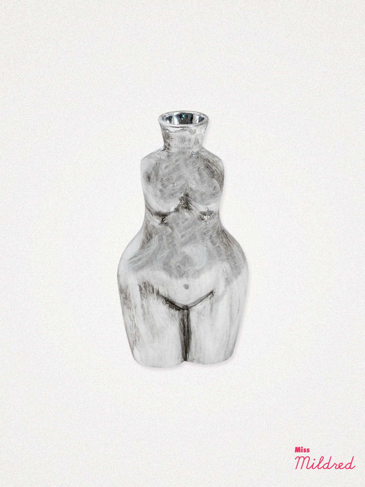 Female Torso Ceramic Vase Silver - Medium