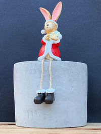 Sitting Santa Bunny Rabbit with Present