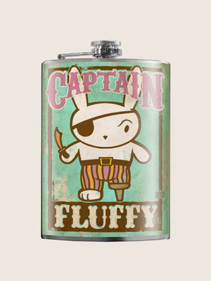 Stainless Steel Hip Flask - Captain Fluffy Rabbit