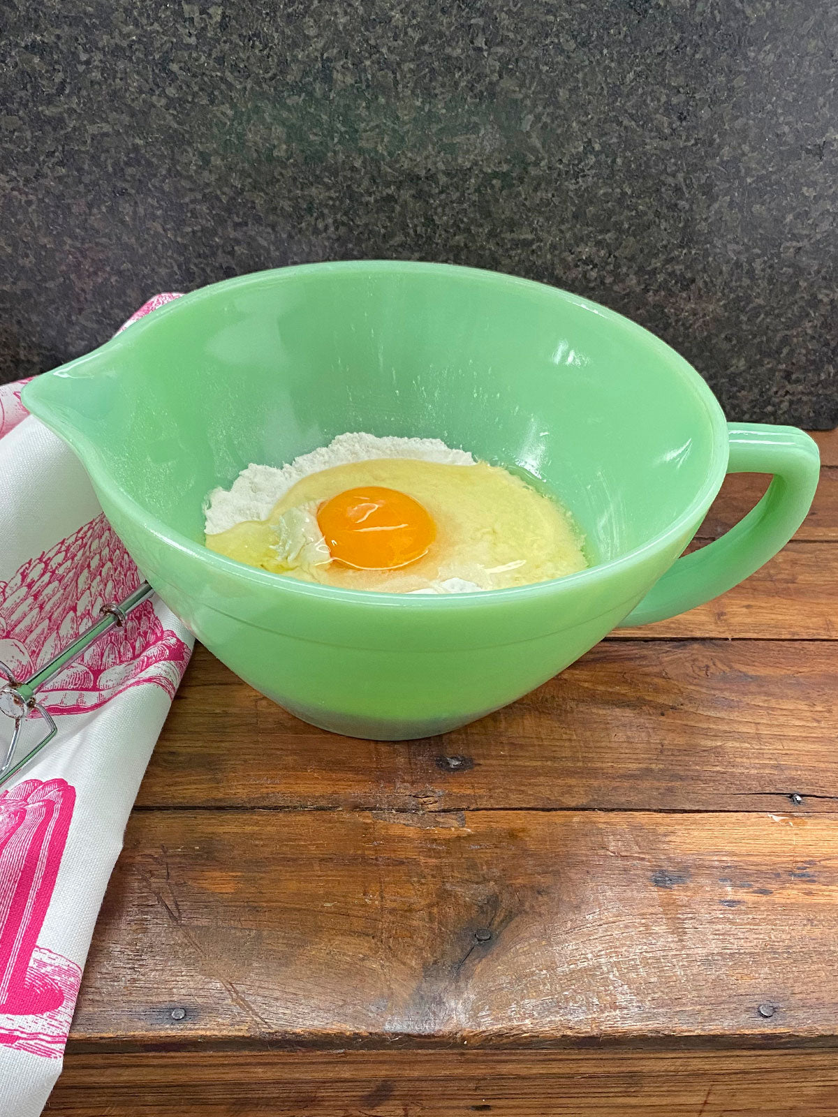 Jadeite Glass Mixing Bowl with Spout