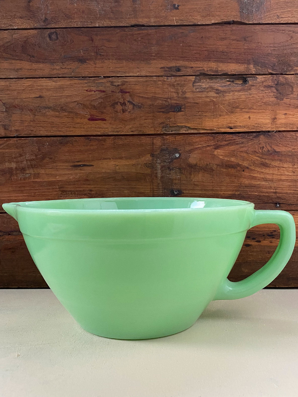 Jadeite Glass Mixing Bowl with Spout