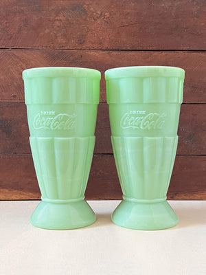 Coca-Cola® Jadeite Glass 16oz Malt Cups - Set of 2