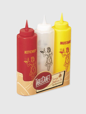 TableCraft Americana Squeeze Sauce Bottles - Set of 3