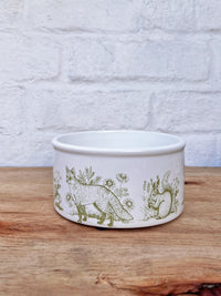 'Forest Toile' Ceramic Pet Bowl - Small, Earthy Green