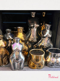 Female Torso Ceramic Vase Silver - Medium