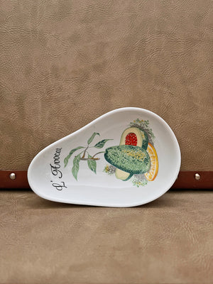 Vintage Porcelain Avocado Pear Dish - Shrimp Design