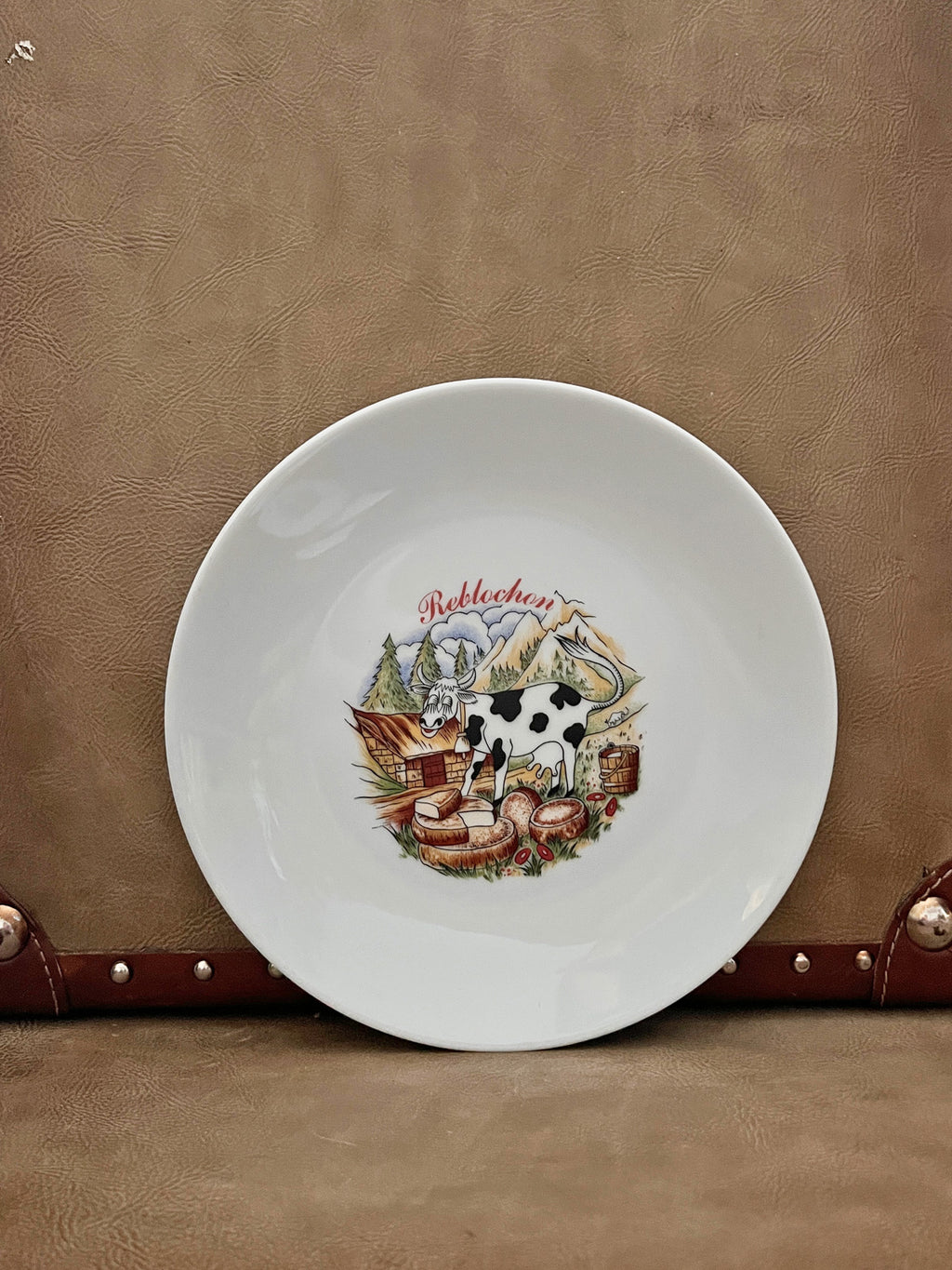 Vintage French Cheese Cow Plate by Limoges - reblochon