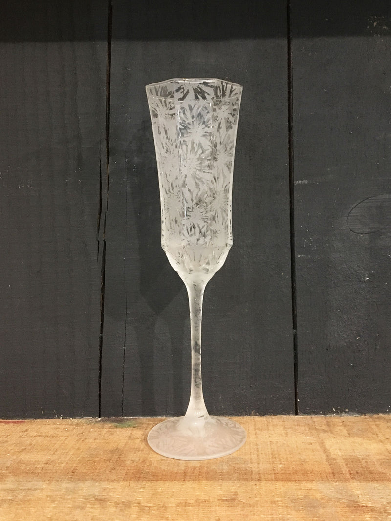 Vintage Frosted Octime Flute Glass