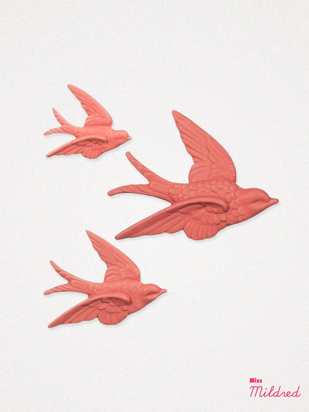 Swallow Bird Wall Decorations - Coral Red