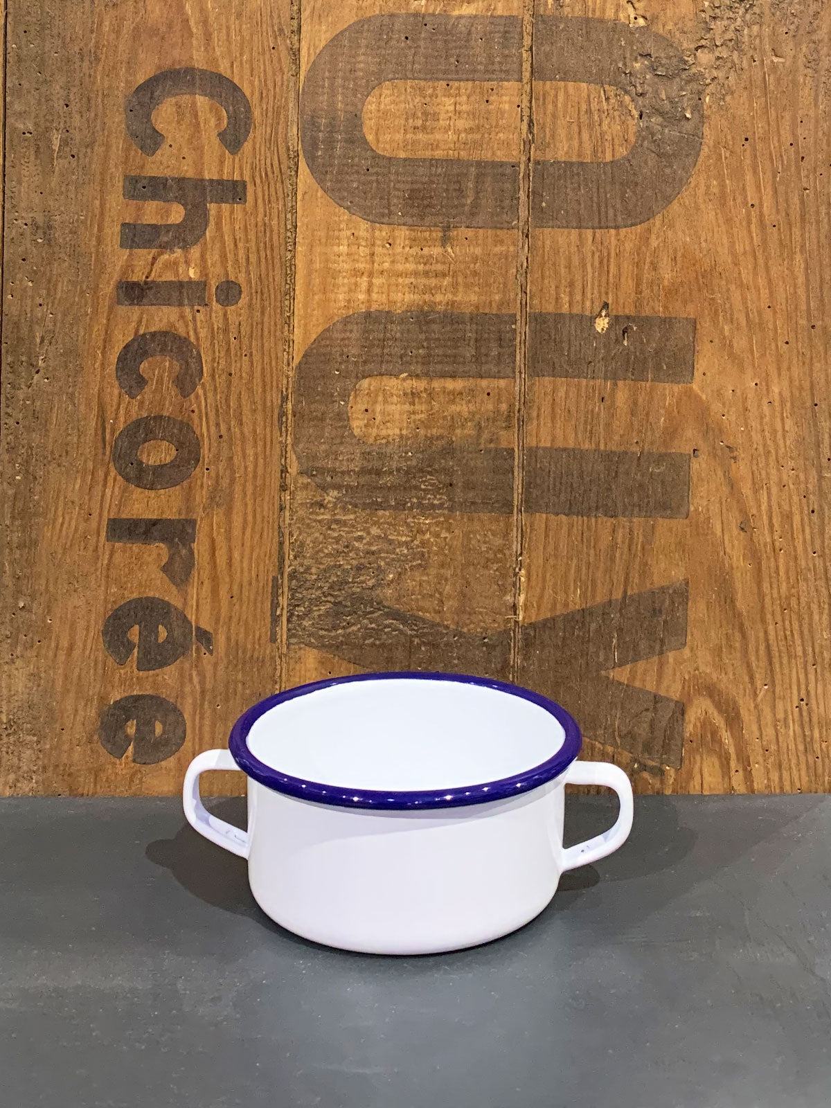 Falcon White Enamel Double Handle Bowl