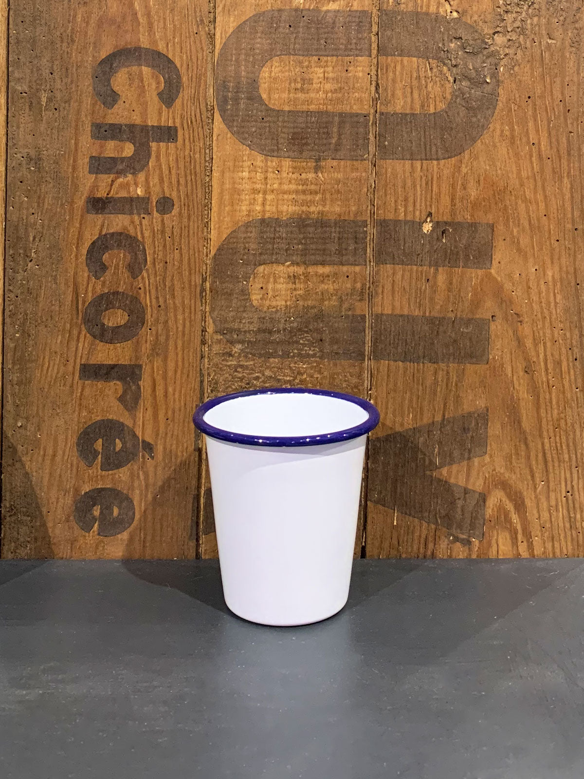 Falcon White & Blue Enamel Beaker / Cup