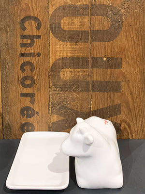 White Cow Ceramic Butter Dish