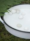 White Enamel Large Round Tray with Handles