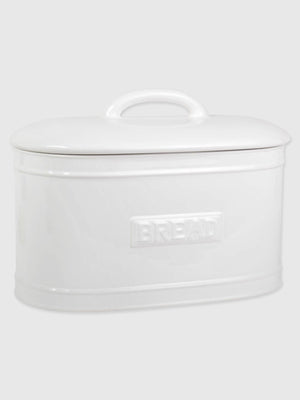 Ceramic Oval Bread Bin - White